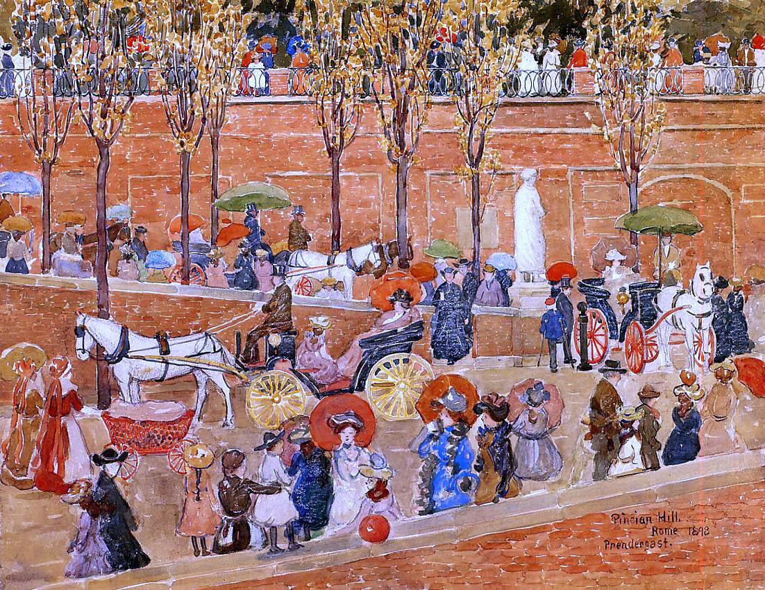 Maurice Prendergast Pincian Hill, Rome (also known as Afternoon, Pincian Hill) - Hand Painted Oil Painting