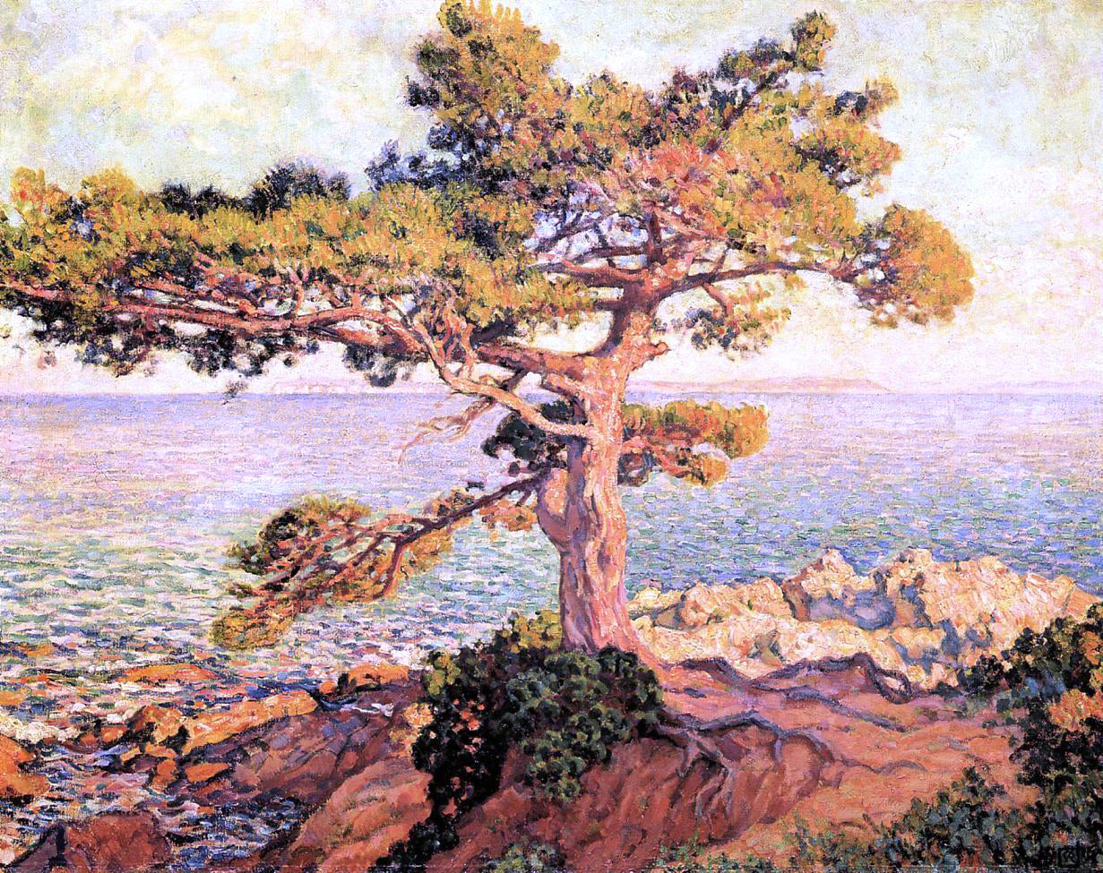 Theo Van Rysselberghe A Pine by the Mediterranean Sea - Hand Painted Oil Painting
