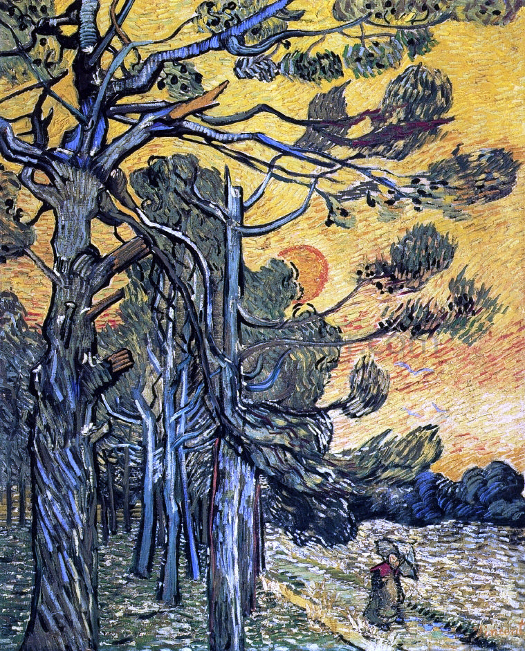 Vincent Van Gogh Pine Trees Against an Evening Sky (also known as Weatherbeaten Pine Trees) - Hand Painted Oil Painting