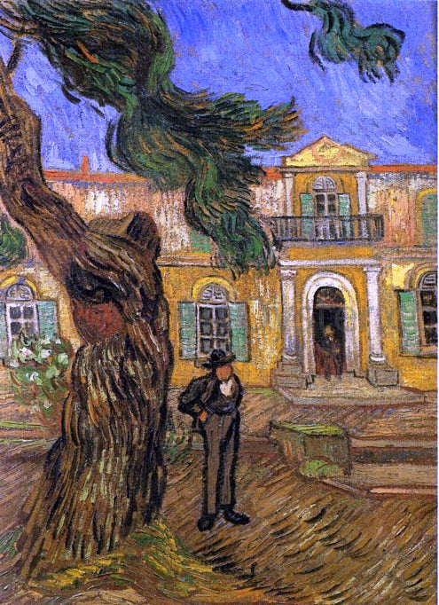 Vincent Van Gogh Pine Trees with Figure in the Garden of Saint-Paul Hospital - Hand Painted Oil Painting