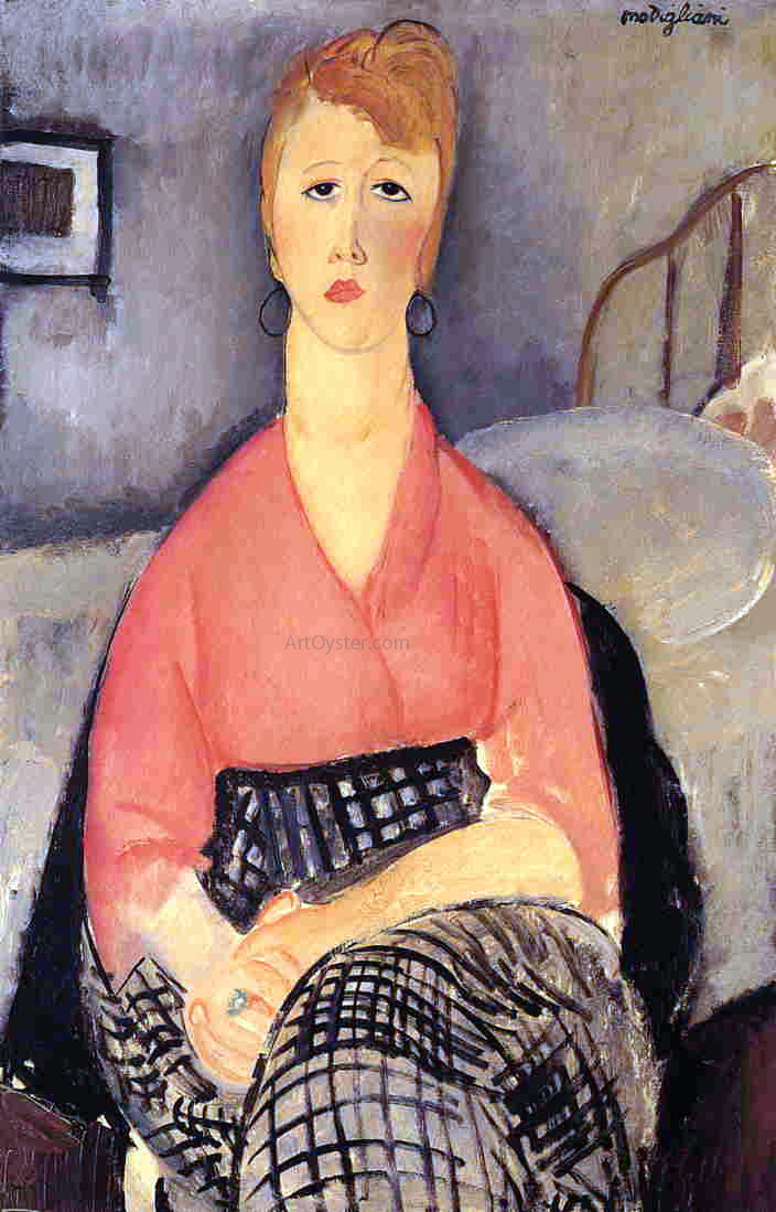  Amedeo Modigliani Pink Blouse - Hand Painted Oil Painting
