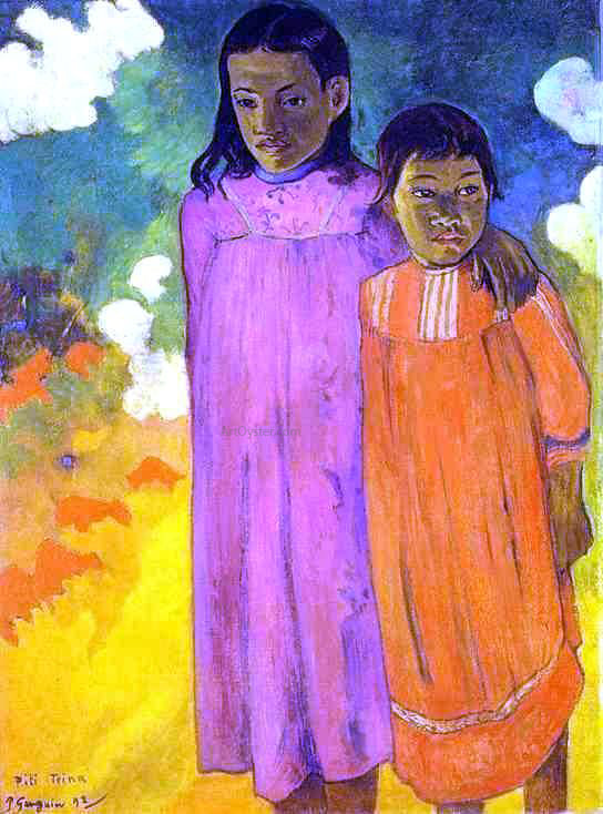 Paul Gauguin Piti teina (also known as Two Sisters) - Hand Painted Oil Painting