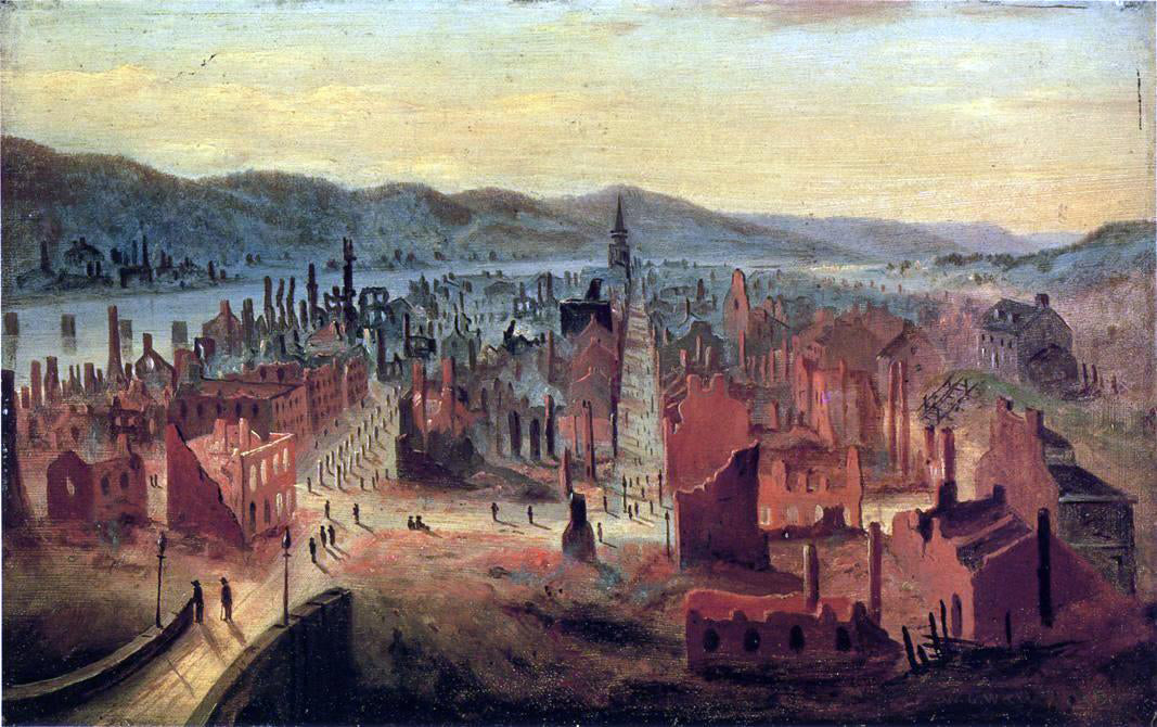 William Coventry Wall Pittsburgh after the Fire, 1845, from Boyd's Hill - Hand Painted Oil Painting