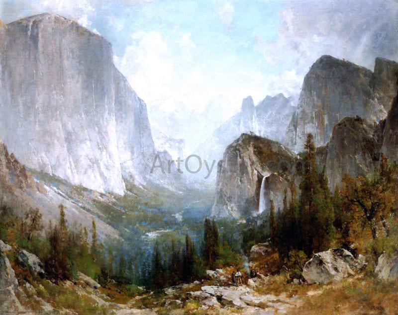 Thomas Hill Piute Indians at the Gates of Yosemite - Hand Painted Oil Painting