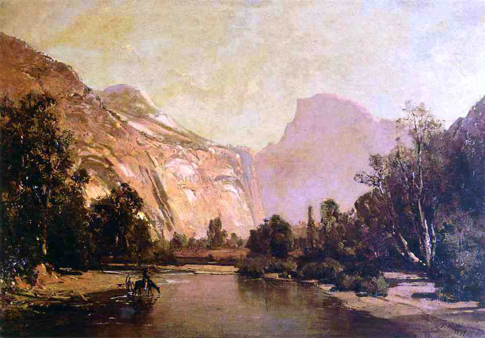 Thomas Hill Piute Indians, Royal Arches and Domes, Yosemite Valley - Hand Painted Oil Painting