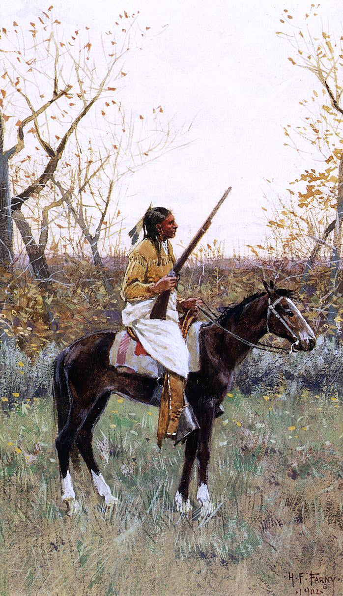 Henry F Farney Plains Indian - Hand Painted Oil Painting