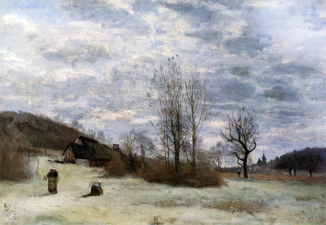 Jean-Baptiste-Camille Corot Plains near Beauvais - Hand Painted Oil Painting