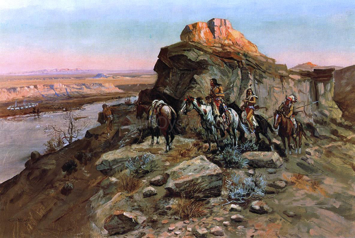 Charles Marion Russell Planning the Attack - Hand Painted Oil Painting