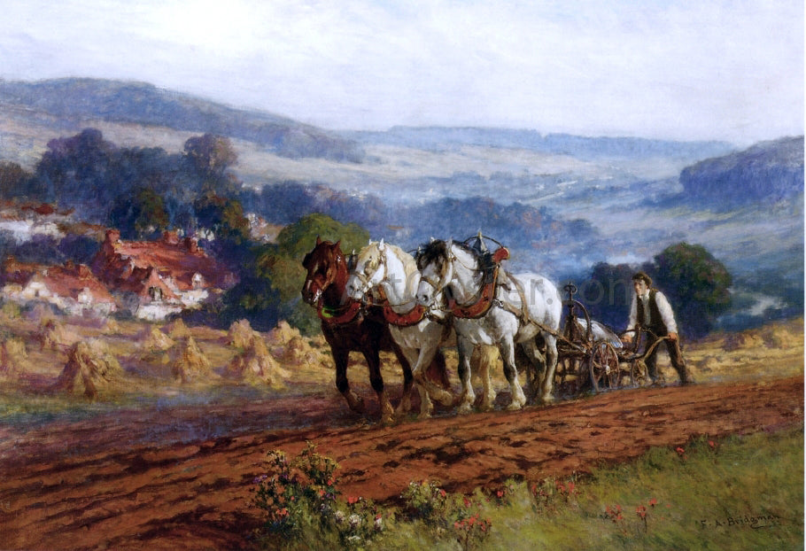  Frederick Arthur Bridgeman Plowing the Field - Hand Painted Oil Painting