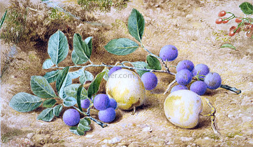 John William Hill Plums - Hand Painted Oil Painting