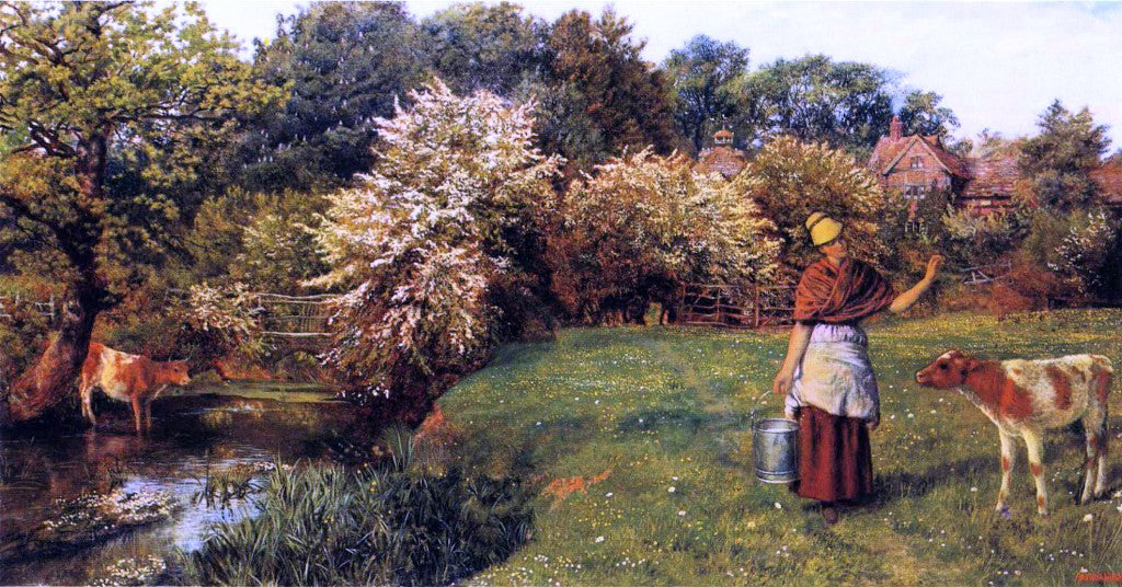  Arthur Hughes Poll the Milkmaid - Hand Painted Oil Painting