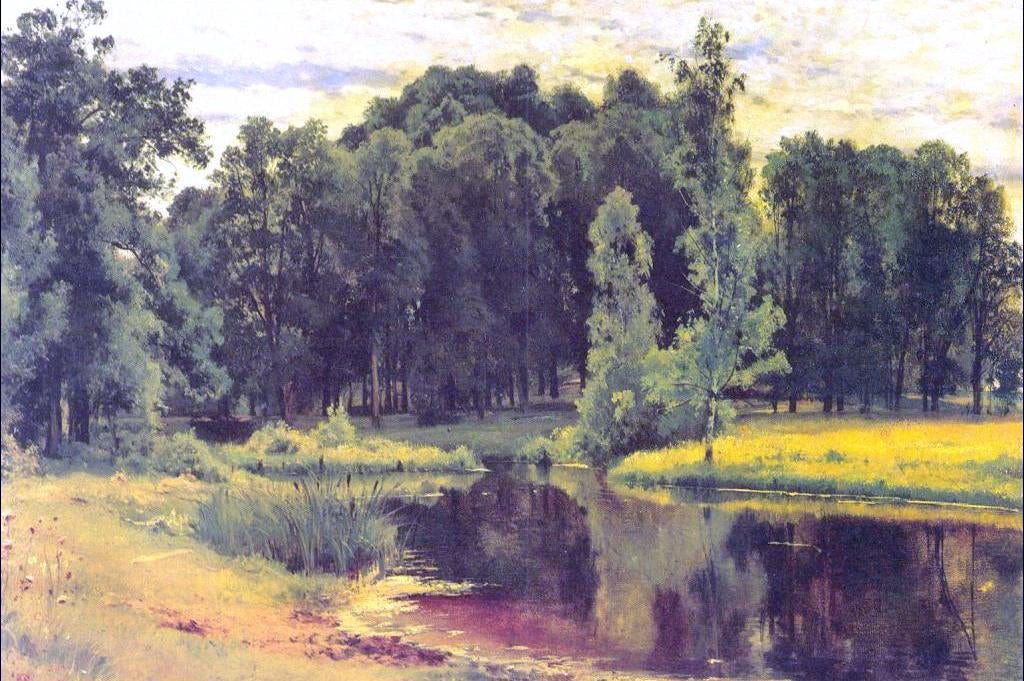 Ivan Ivanovich Shishkin Pond in an Old Park - Hand Painted Oil Painting