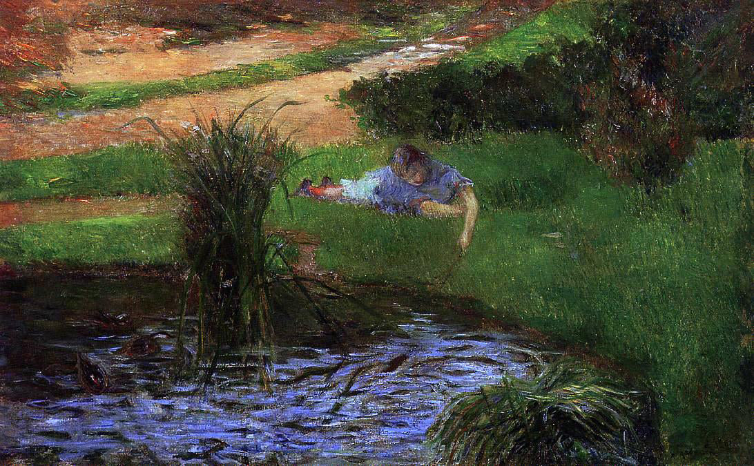  Paul Gauguin Pond with Ducks (also known as Girl Amusing Herself) - Hand Painted Oil Painting