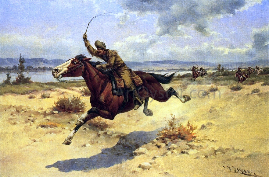 Herman W Hansen A Pony Express Rider - Hand Painted Oil Painting