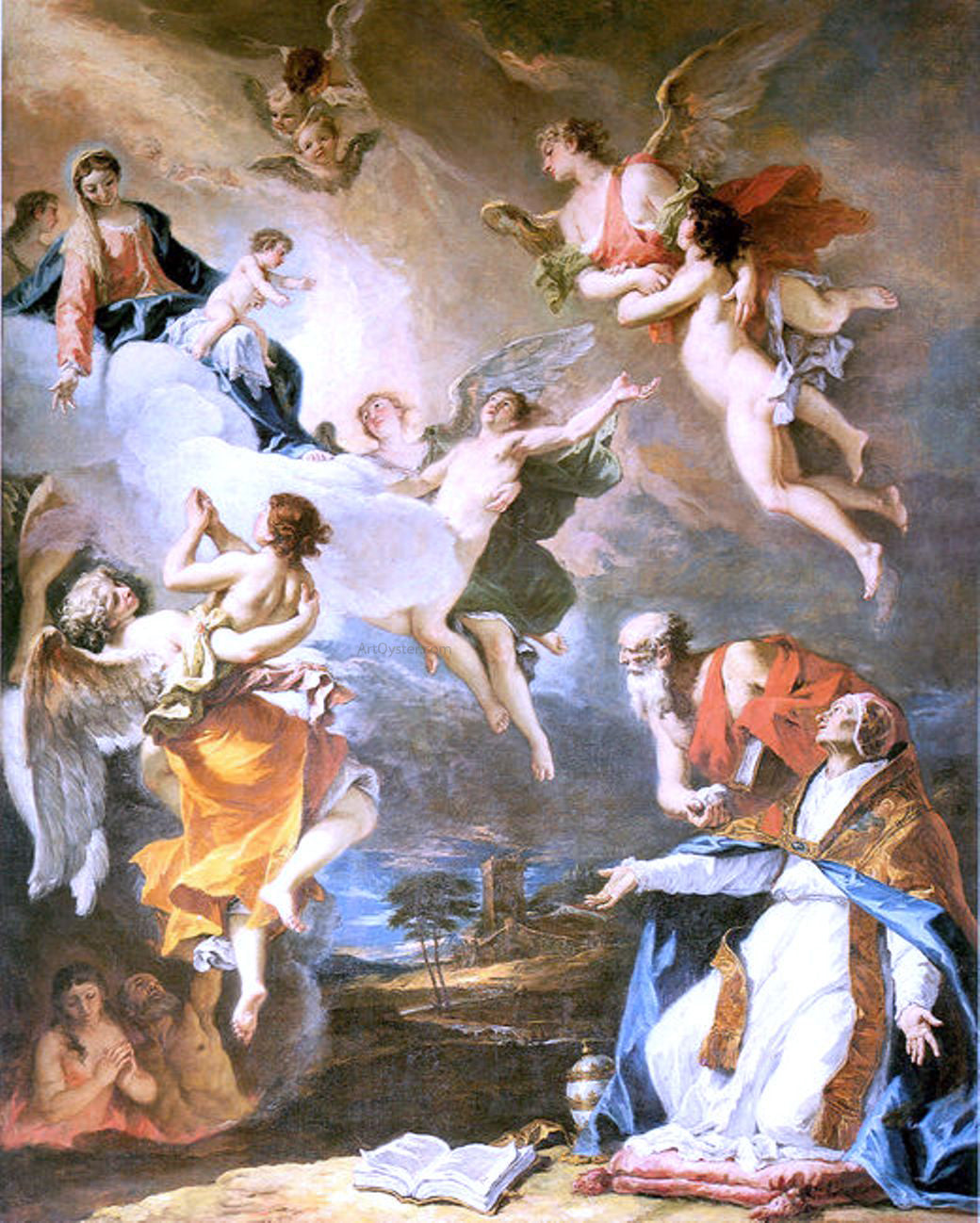Sebastiano Ricci Pope Gregory the Great Saving the Souls of Purgatory - Hand Painted Oil Painting