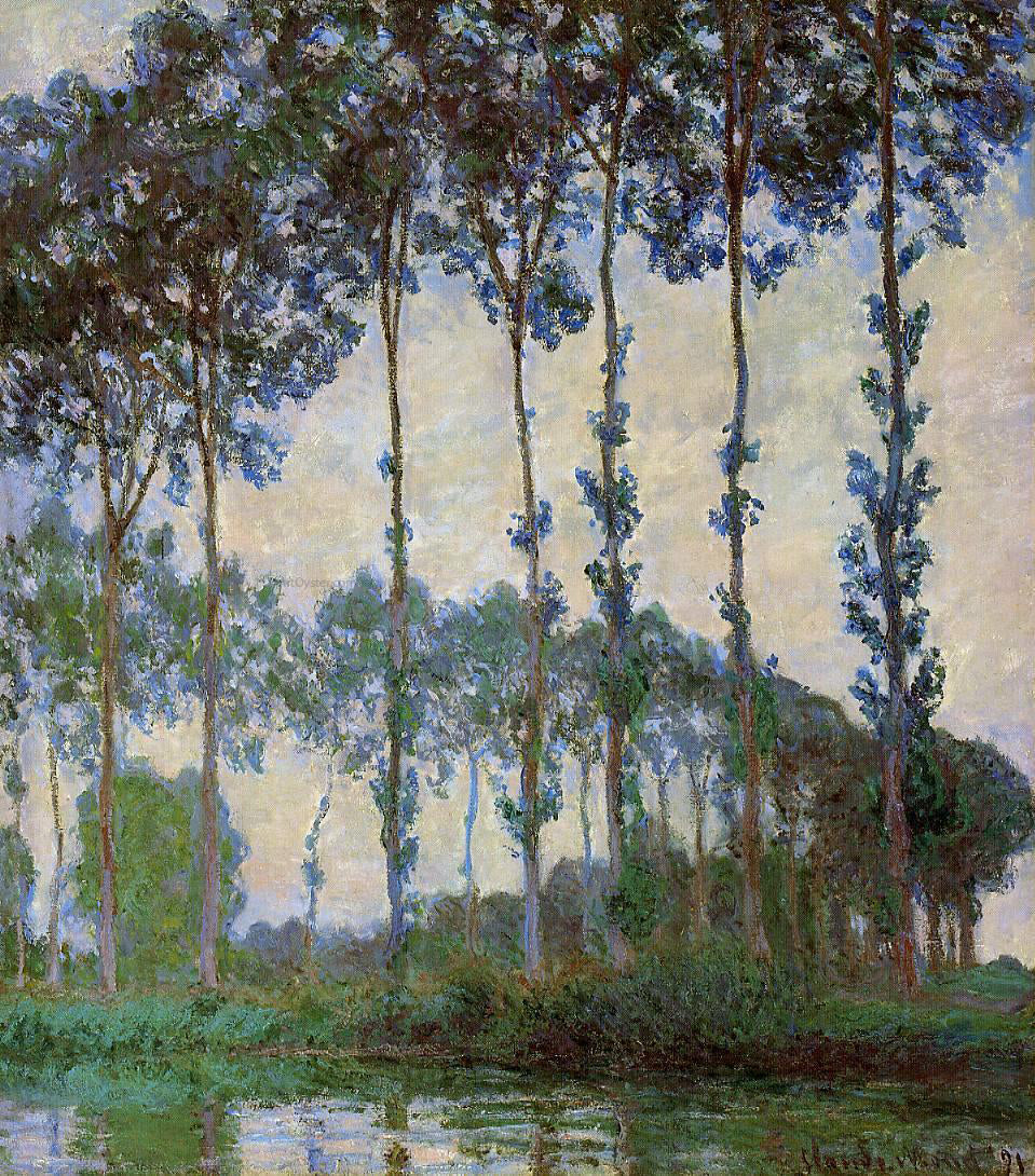 Claude Oscar Monet Poplars on the Banks of the River Epte, Overcast Weather - Hand Painted Oil Painting