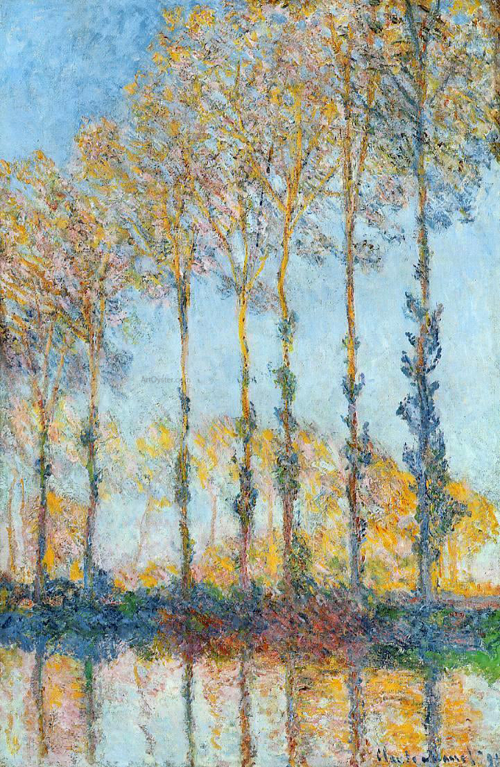 Claude Oscar Monet Poplars, White and Yellow Effect - Hand Painted Oil Painting