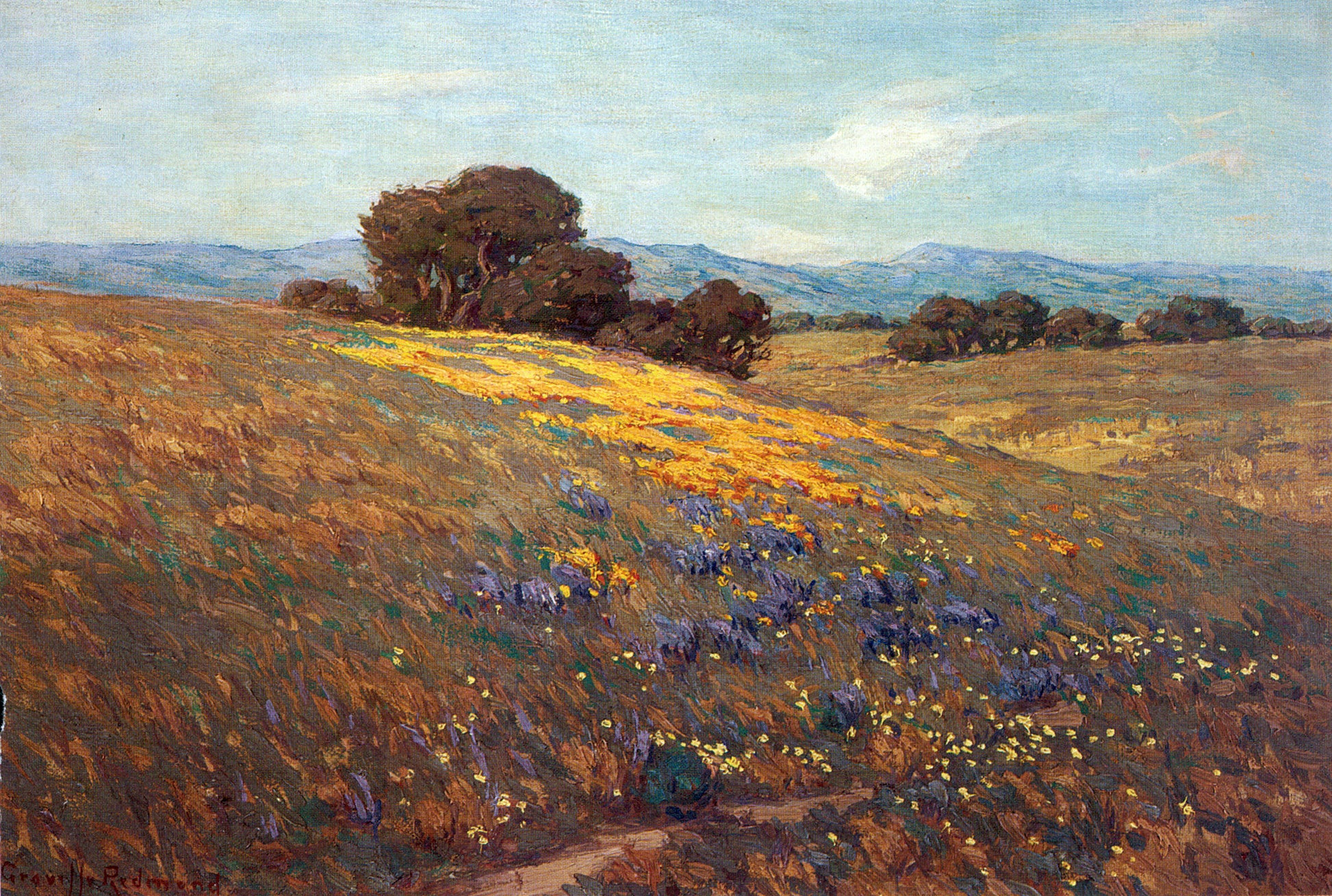  Granville Redmond Poppies and Lupines - Hand Painted Oil Painting