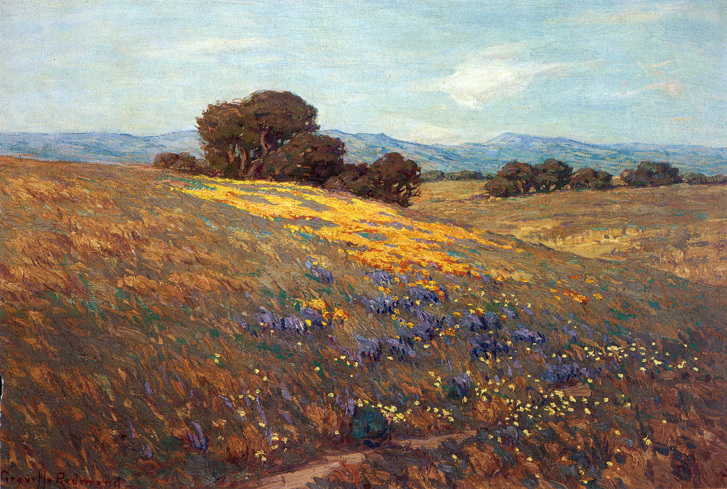 Granville Redmond Poppies and Lupines - Hand Painted Oil Painting
