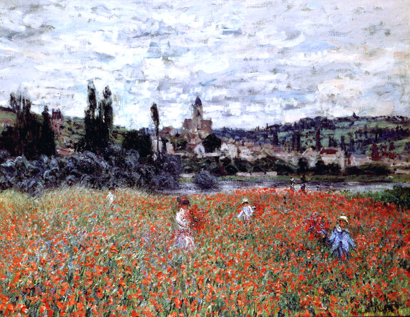 Claude Oscar Monet Poppies near Vetheuil - Hand Painted Oil Painting