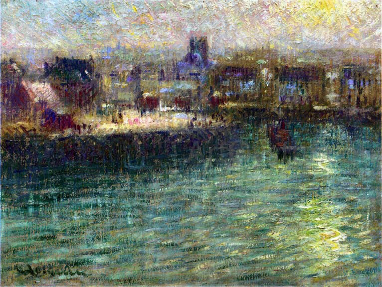 Gustave Loiseau Port at Dieppe - Hand Painted Oil Painting