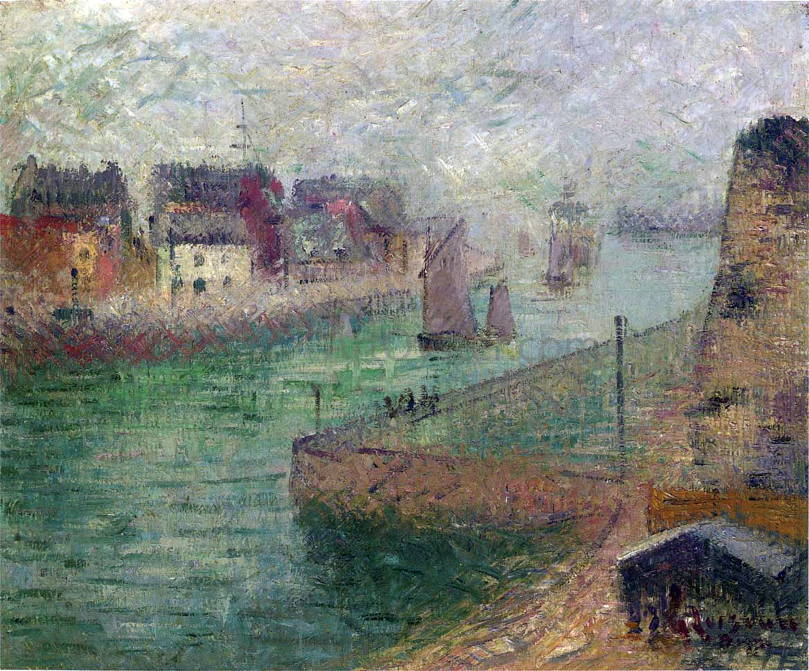 Gustave Loiseau Port at Dieppe in Fog - Hand Painted Oil Painting