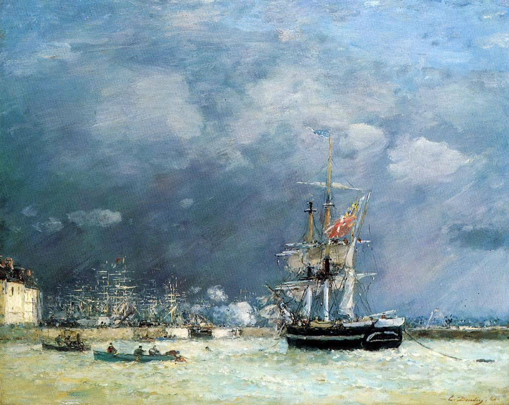 Eugene-Louis Boudin Port du Havre, in the Evening - Hand Painted Oil Painting