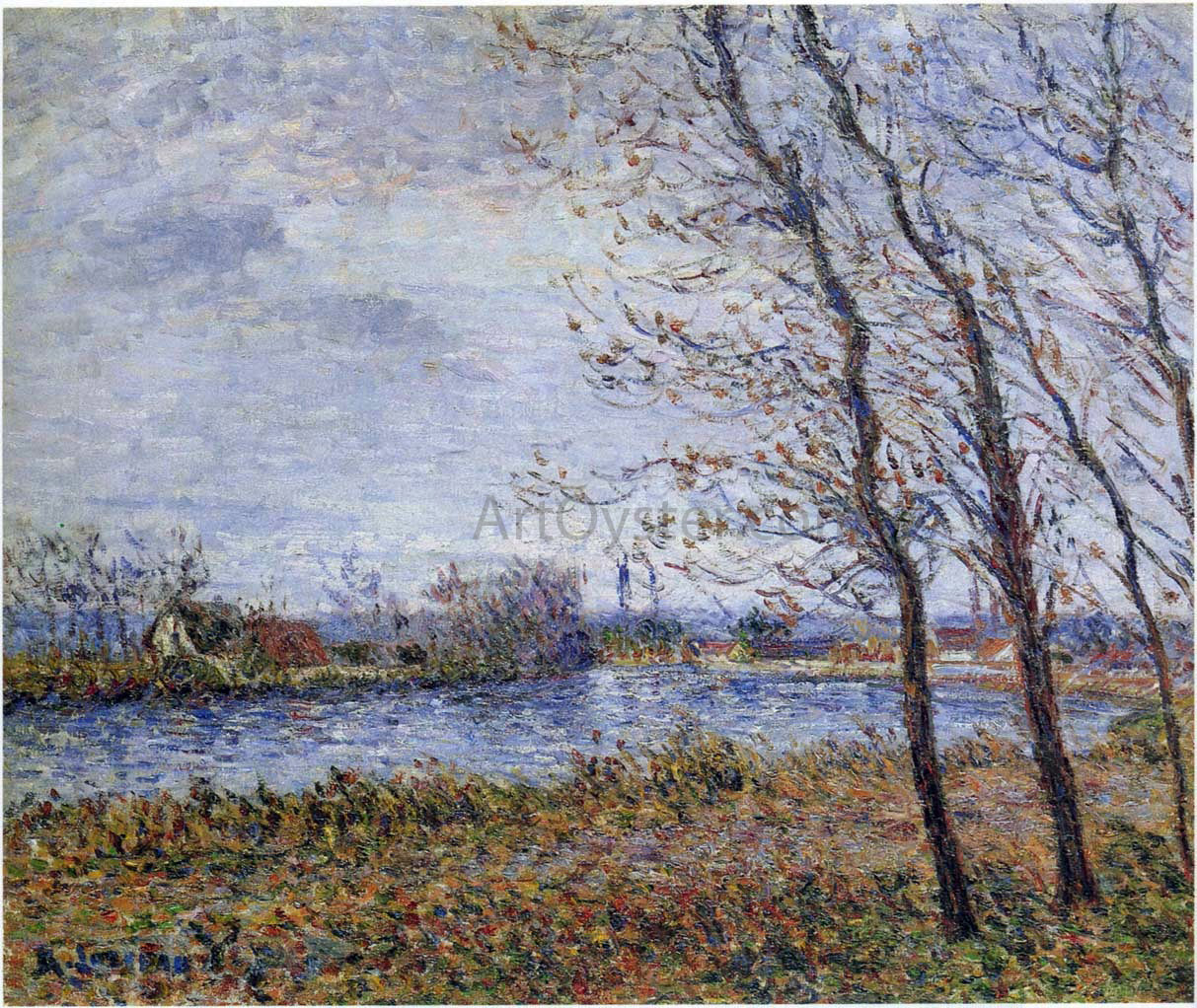 Gustave Loiseau Port Pinche at the Turn of the Seine - Hand Painted Oil Painting