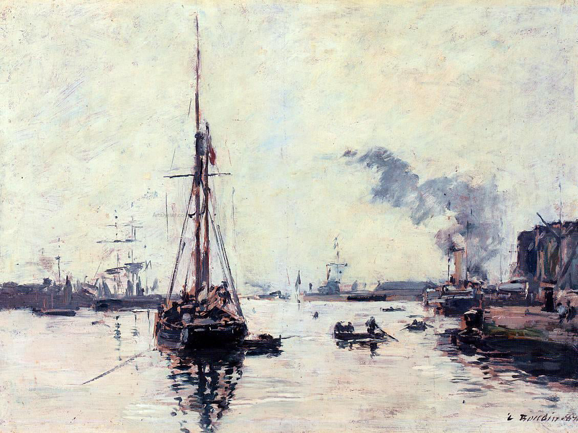 Eugene-Louis Boudin Port Scene - Hand Painted Oil Painting