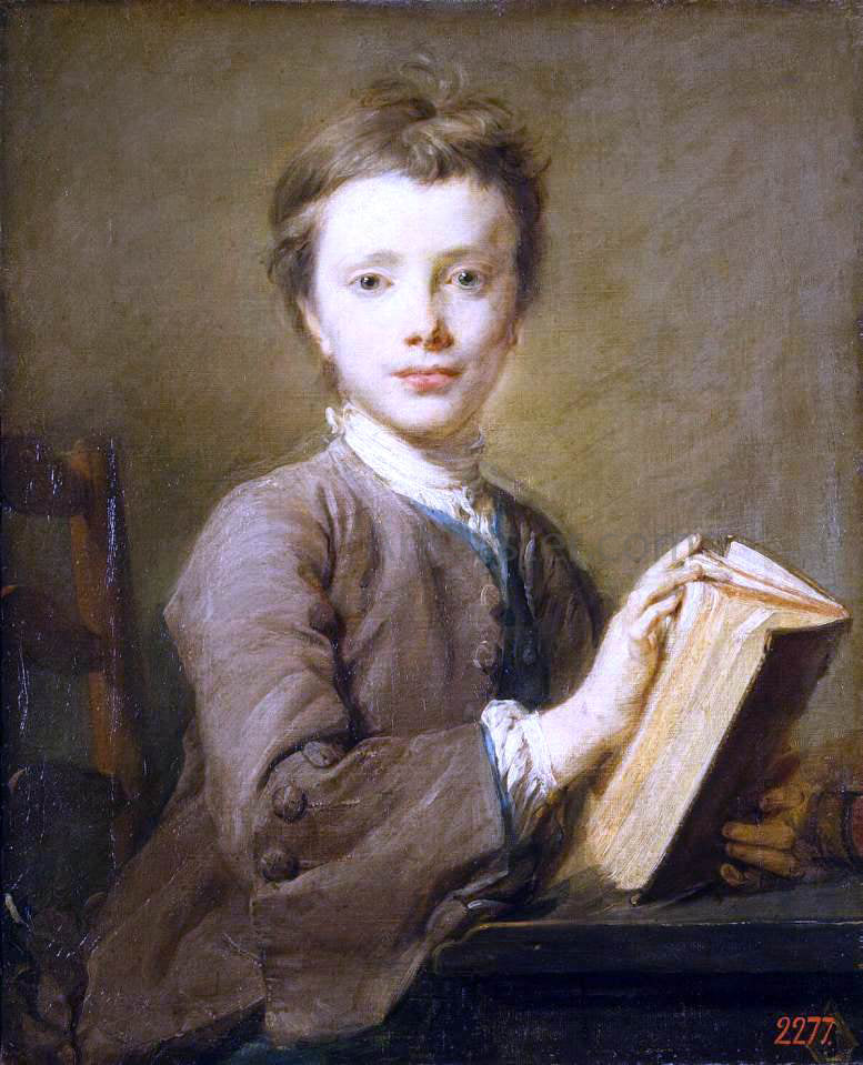 Jean-Baptiste Perronneau Portrait of a Boy with a Book - Hand Painted Oil Painting