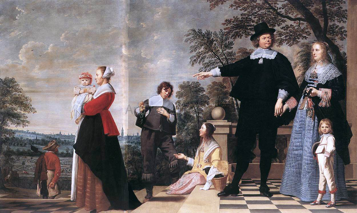 The Elder Jacob Van Oost Portrait of a Bruges Family - Hand Painted Oil Painting