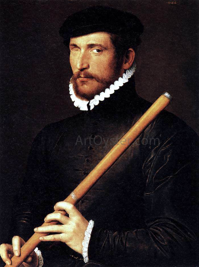  Unknown Painters Masters Portrait of a Flautist with One Eye - Hand Painted Oil Painting