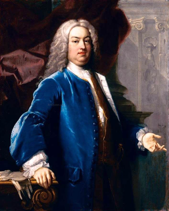 Jacopo Amigoni Portrait of a Gentlemen in Blue Jacket - Hand Painted Oil Painting