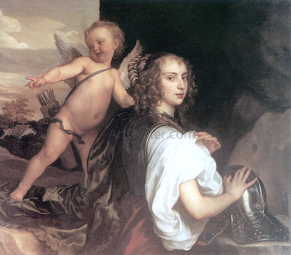Sir Antony Van Dyck Portrait of a Girl as Erminia Accompanied by Cupid - Hand Painted Oil Painting