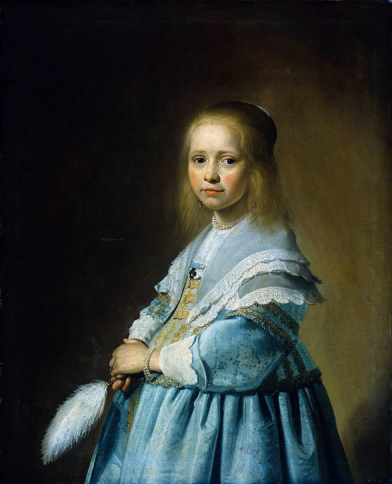 Johannes Cornelisz Verspronck Portrait of a Girl Dressed in Blue - Hand Painted Oil Painting