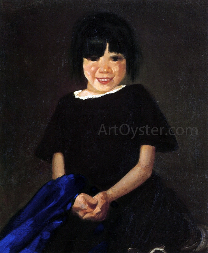 George Luks Portrait of a Girl in Black - Hand Painted Oil Painting