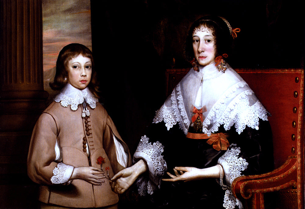  Edward Bower Portrait Of A Lady And Her Son - Hand Painted Oil Painting