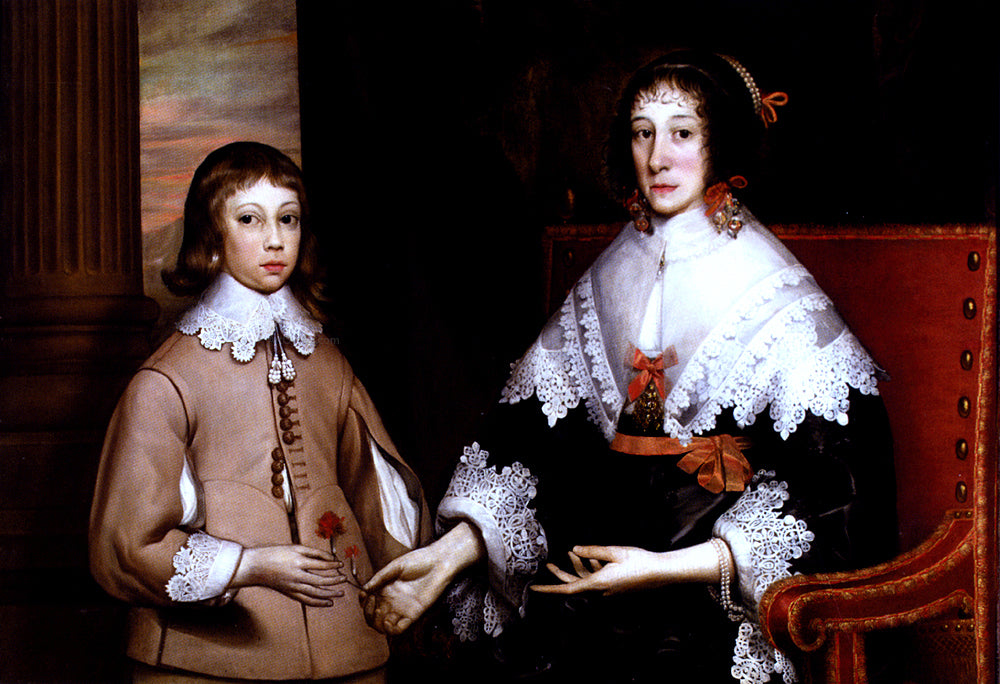 Edward Bower Portrait Of A Lady And Her Son - Hand Painted Oil Painting