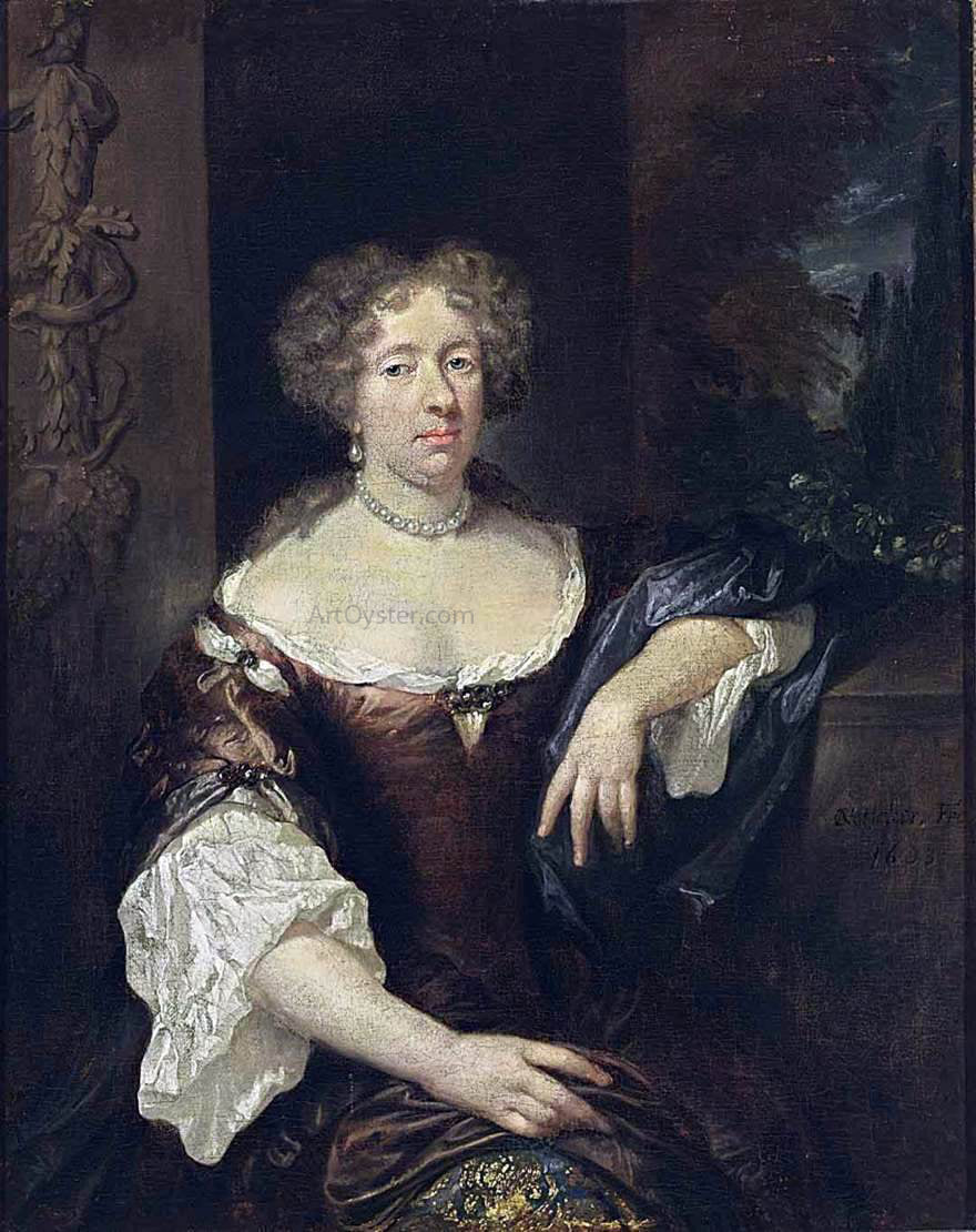 Caspar Netscher Portrait of a Lady - Hand Painted Oil Painting