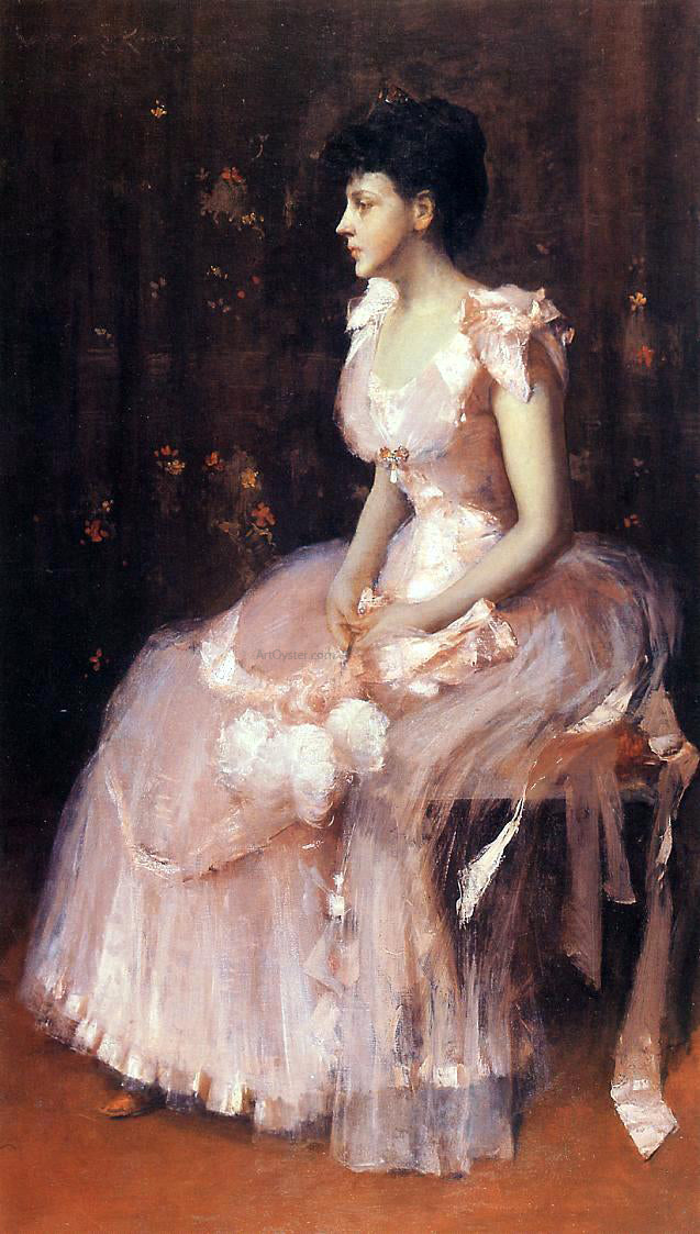 William Merritt Chase Portrait of a Lady in Pink (also known as Lady in Pink - Portrait of Mrs. Leslie Cotton) - Hand Painted Oil Painting