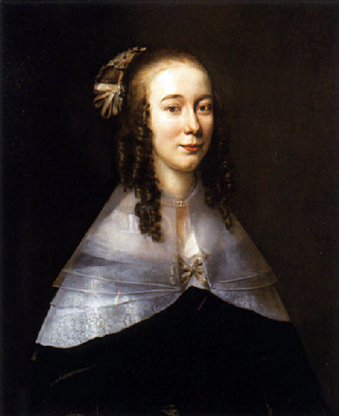 Jan Mytens Portrait of a lady wearing a black dress and a white collar - Hand Painted Oil Painting