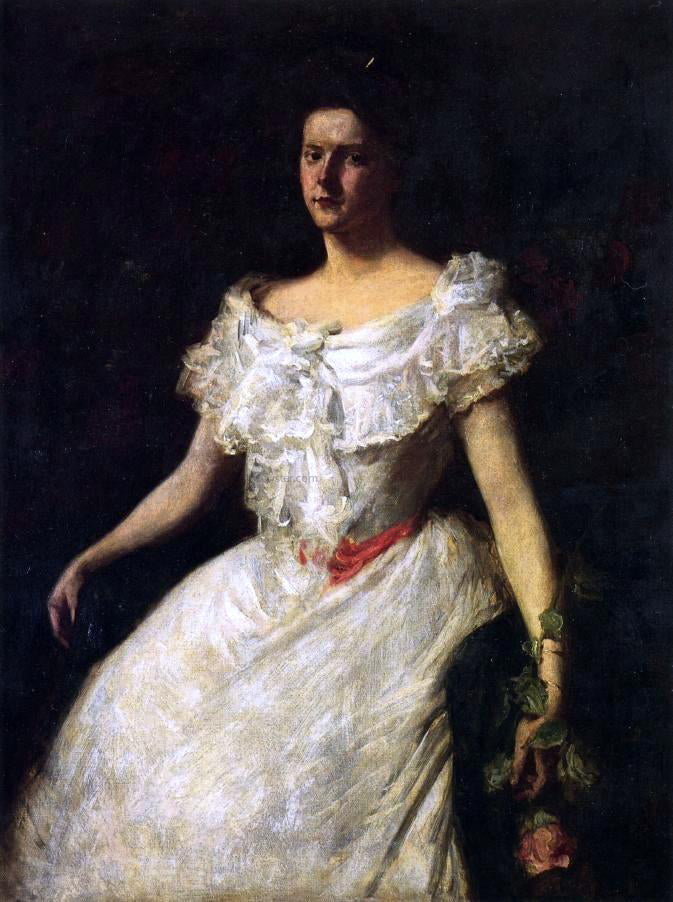 William Merritt Chase Portrait of a Lady with a Rose - Hand Painted Oil Painting
