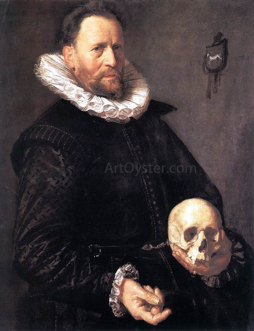 Frans Hals Portrait of a Man Holding a Skull - Hand Painted Oil Painting