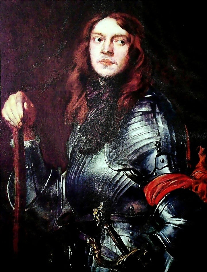 Sir Antony Van Dyck Portrait of a Man in Armour with Red Scarf - Hand Painted Oil Painting