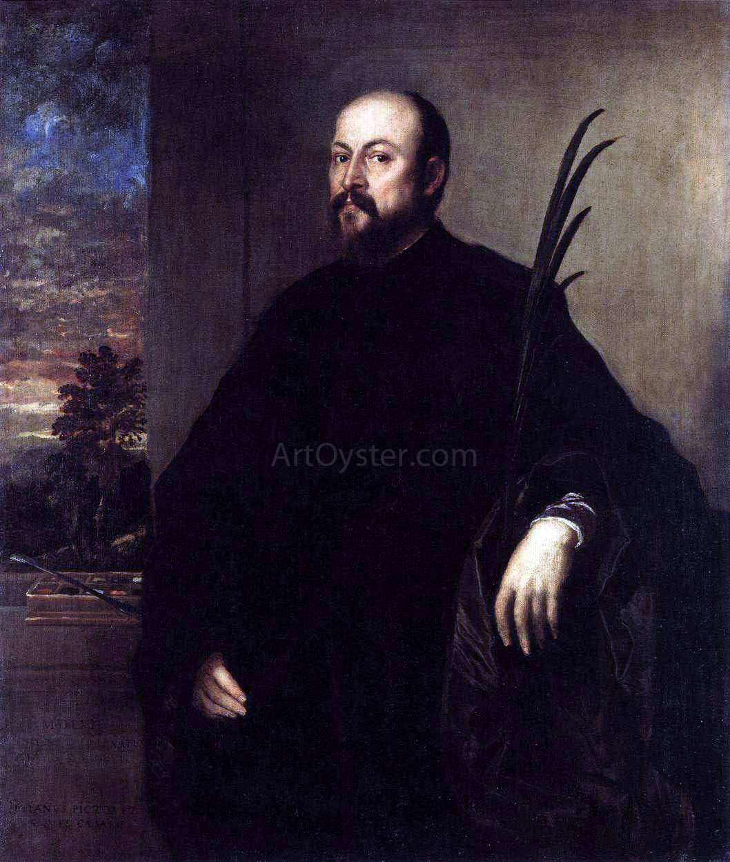 Titian Portrait of a Man with a Palm - Hand Painted Oil Painting