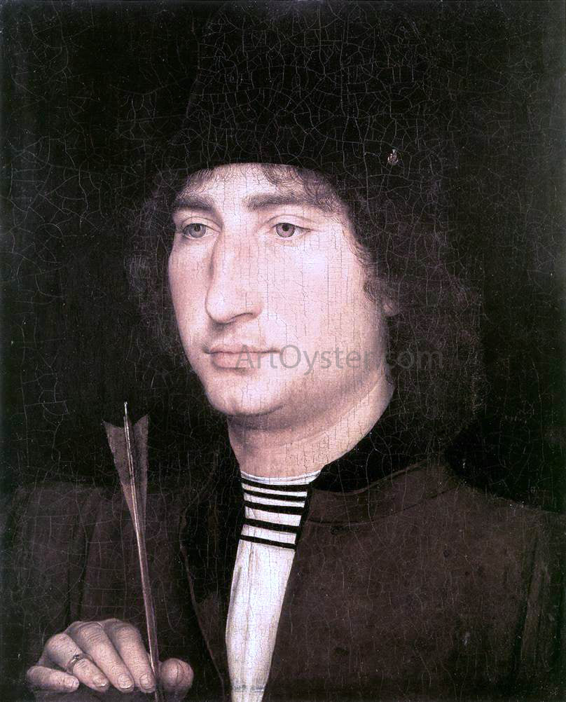 Hans Memling Portrait of a Man with an Arrow - Hand Painted Oil Painting