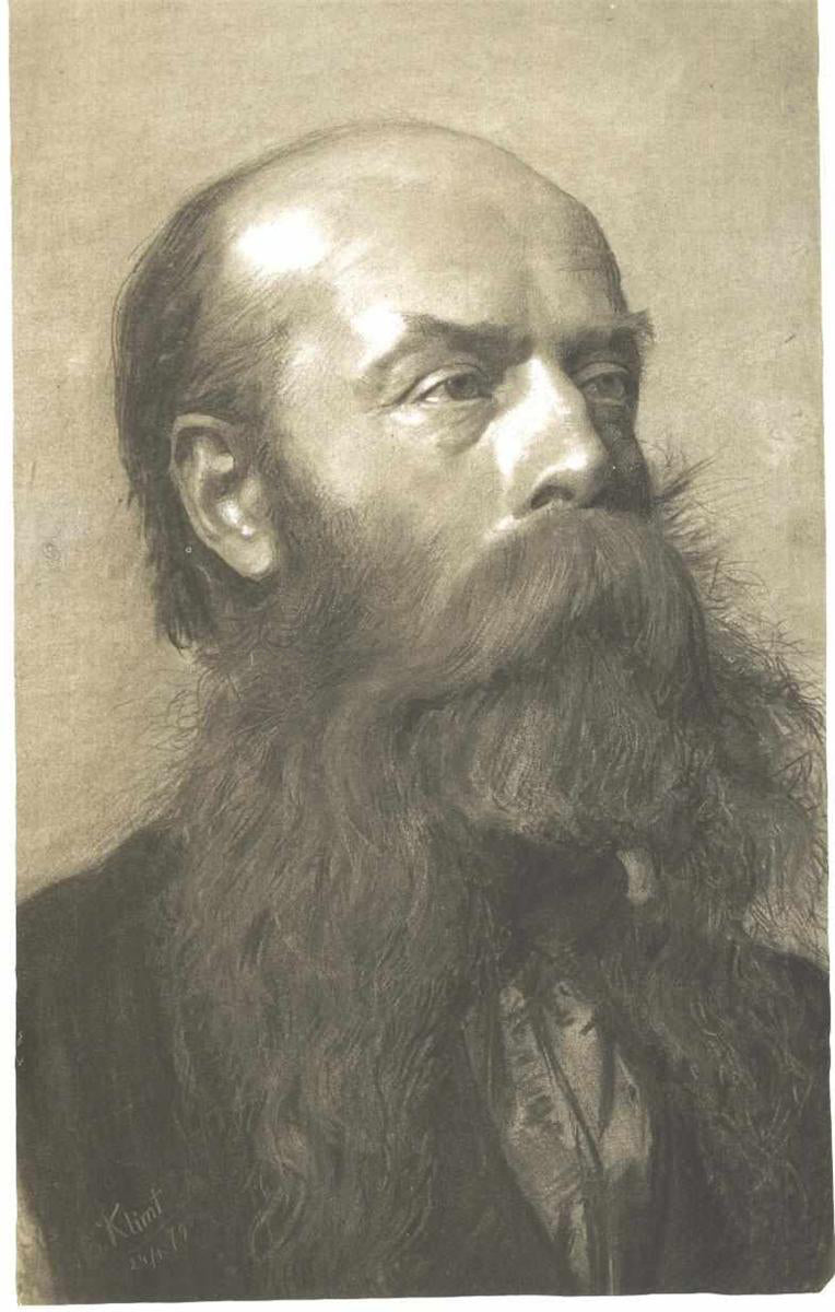 Gustav Klimt Portrait of a Man with Beard in Three Quarter Profile - Hand Painted Oil Painting