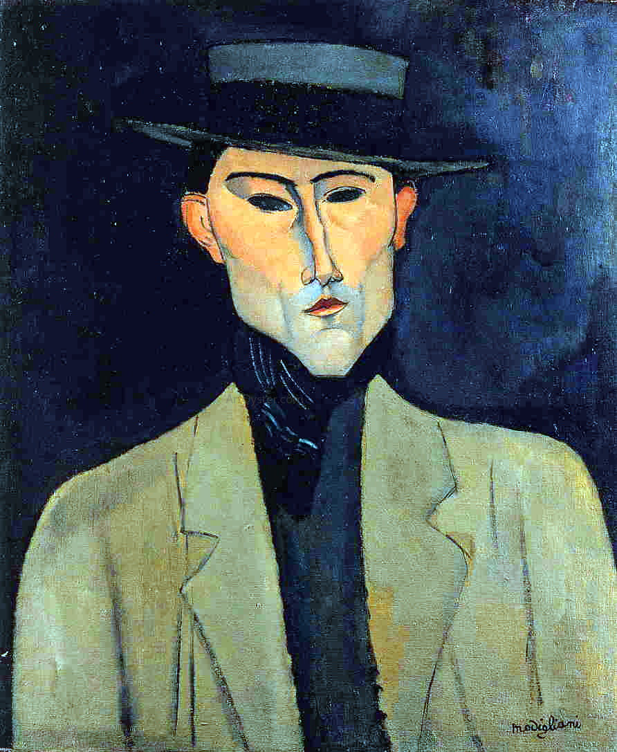  Amedeo Modigliani Portrait of a Man with Hat (also known as Jose Pacheco?) - Hand Painted Oil Painting