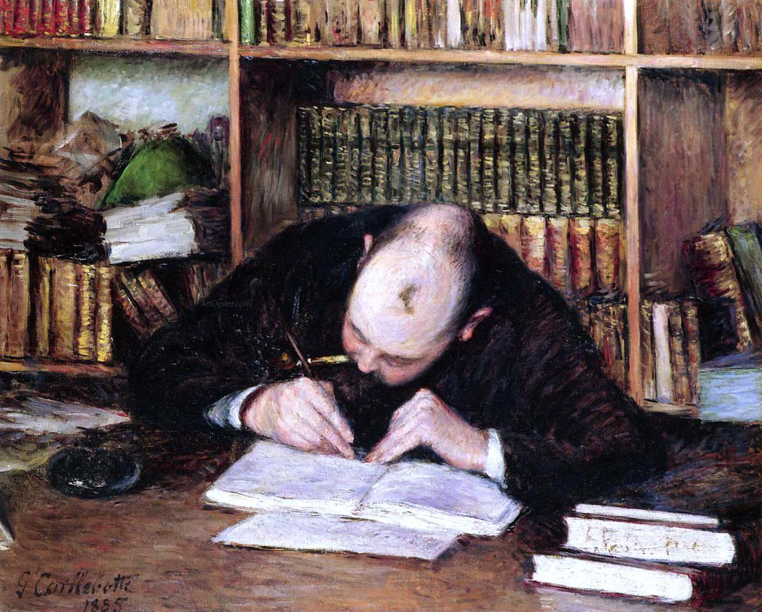 Gustave Caillebotte Portrait of a Man Writing in His Study - Hand Painted Oil Painting