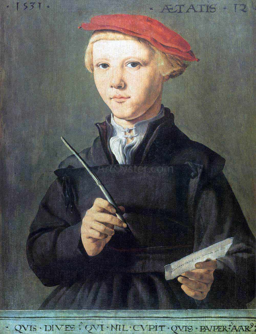 Jan Van Scorel Portrait of a Schoolboy - Hand Painted Oil Painting